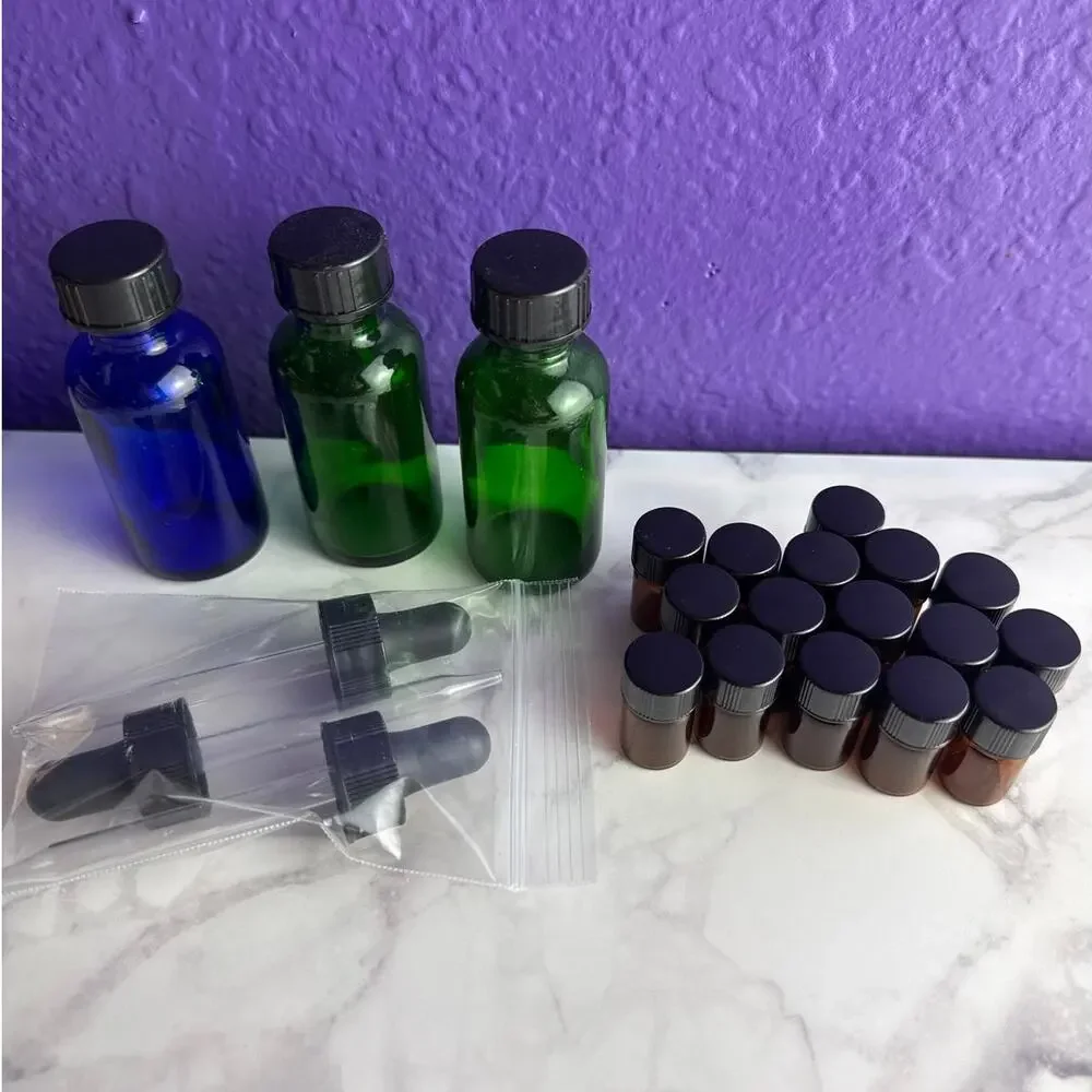 DIY Aromatherapy Supply Lot Essential Oil Glass Bottles Dropper Roller Vials New